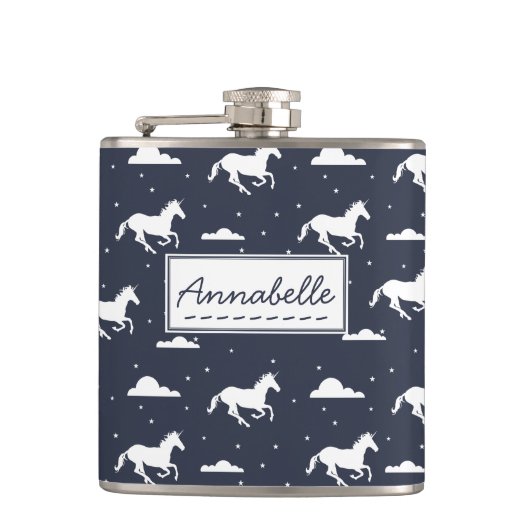 Unicorn Midnight Sky Pattern Heupfles (Voorkant)