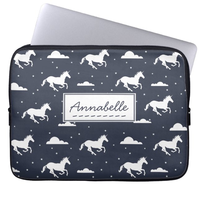 Unicorn Midnight Sky Pattern Laptop Sleeve (Voorkant)