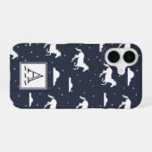 Unicorn Midnight Sky Pattern Monogram iPhone 16 Hoesje (Achterkant horizontaal)