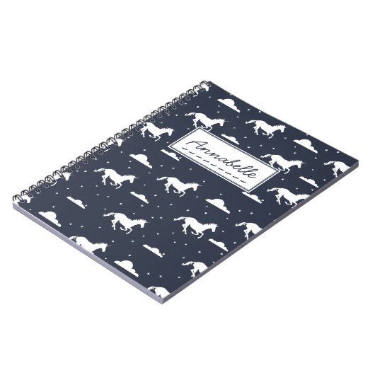 Unicorn Midnight Sky Pattern Notitieboek (Linkerzijde)