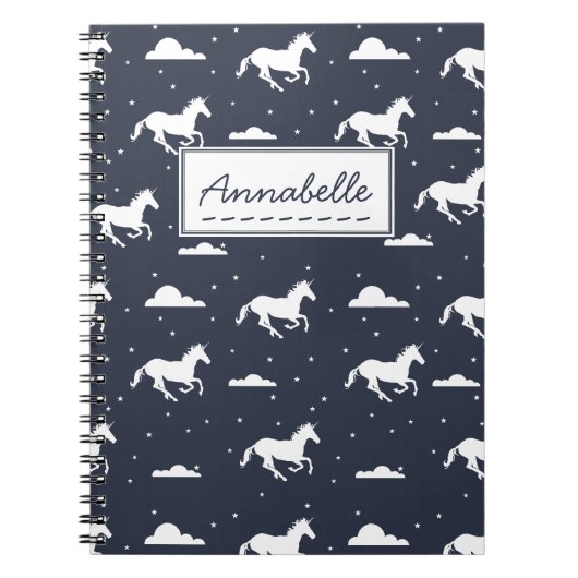 Unicorn Midnight Sky Pattern Notitieboek (Voorkant)