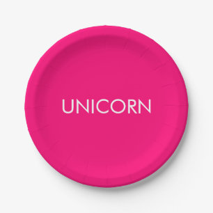 "Unicorn" minimalistisch roze fuchsia white custom Papieren Bordje