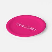 "Unicorn" minimalistisch roze fuchsia white custom Papieren Bordje (Gekanteld)