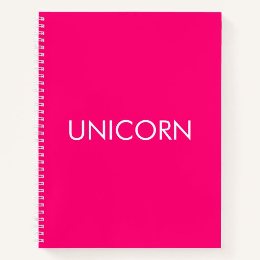 "Unicorn" minimalistisch roze fuchsia white Notitieboek (Voorkant)