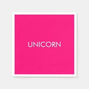 "Unicorn" minimalistisch wit papier met warme roze Servet