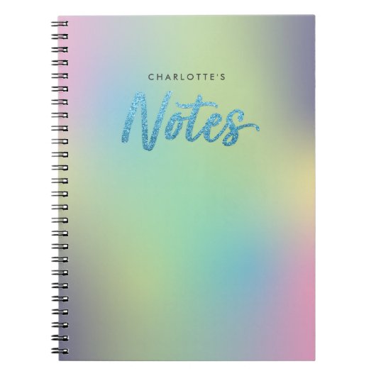 Unicorn Mix Pattern Faux Blue Glitter Notes Notitieboek (Voorkant)