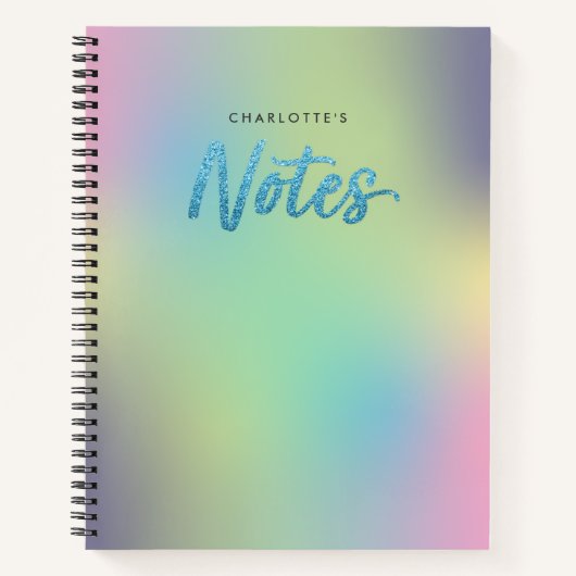 Unicorn Mix Pattern Faux Blue Glitter Notes Notitieboek (Voorkant)