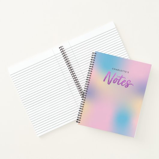 Unicorn Mix Pattern Faux Paarse Glitter Notes Notitieboek (Binnen)