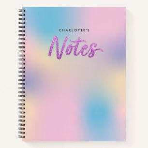 Unicorn Mix Pattern Faux Paarse Glitter Notes Notitieboek