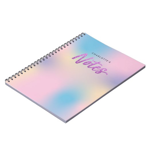 Unicorn Mix Pattern Faux Paarse Glitter Notes Notitieboek (Linkerzijde)