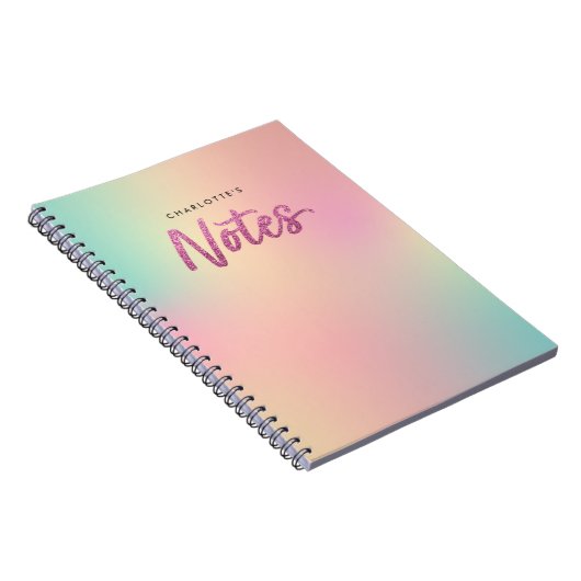 Unicorn Mix Pattern Faux Pink Glitter Notes Notitieboek (Rechterzijde)