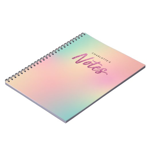 Unicorn Mix Pattern Faux Pink Glitter Notes Notitieboek (Linkerzijde)