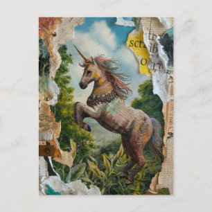 Unicorn Mixed Media Collage Briefkaart