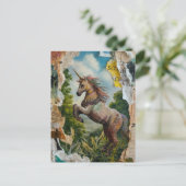 Unicorn Mixed Media Collage Briefkaart (Staand voorkant)