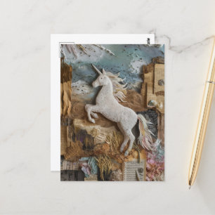 Unicorn Mixed Media Collage Briefkaart