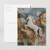 Unicorn Mixed Media Collage Briefkaart (Voorkant / Achterkant)