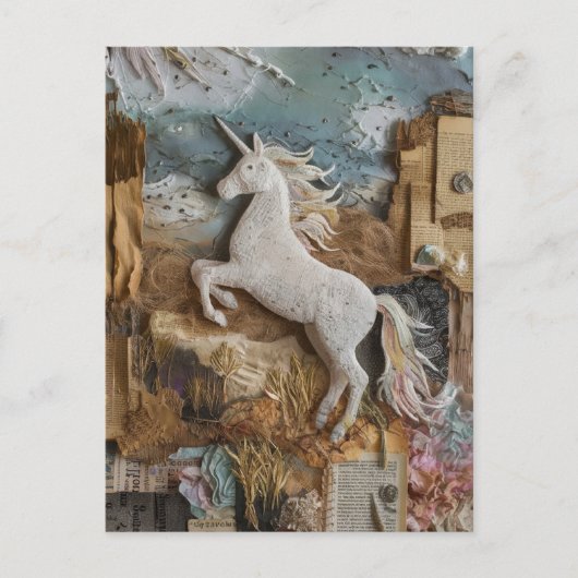 Unicorn Mixed Media Collage Briefkaart (Voorkant)