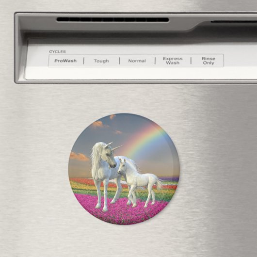 Unicorn Moeder en Baby Foal Rainbow Fantasy Magneet (Insitu (Vaatwasser))