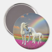 Unicorn Moeder en Baby Foal Rainbow Fantasy Magneet (Voorkant / Achterkant)