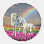 Unicorn Moeder en Baby Foal Rainbow Fantasy Magneet (Voorkant)