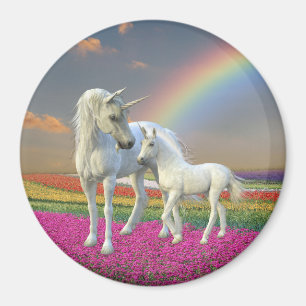 Unicorn Moeder en Baby Foal Rainbow Fantasy Magneet
