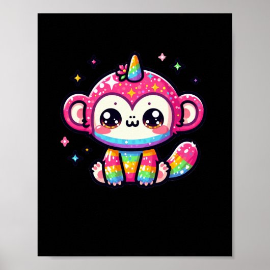 Unicorn Monkey Sticker Poster (Voorkant)