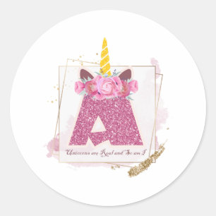 Unicorn Monogram A Aangepaste Stickers