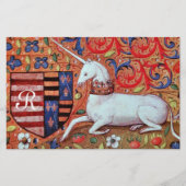 UNICORN MONOGRAM BROWN FLORAL PARCHCHMENT BRIEFPAPIER (Voorkant)