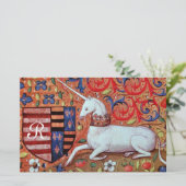 UNICORN MONOGRAM BROWN FLORAL PARCHCHMENT BRIEFPAPIER (Staand voorkant)