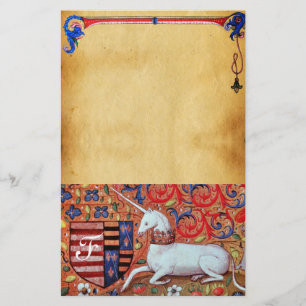 UNICORN MONOGRAM BROWN FLORAL PARCHCHMENT BRIEFPAPIER