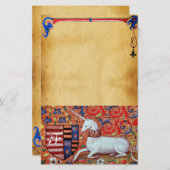 UNICORN MONOGRAM BROWN FLORAL PARCHCHMENT BRIEFPAPIER (Voorkant / Achterkant)