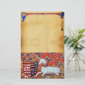 UNICORN MONOGRAM BROWN FLORAL PARCHCHMENT BRIEFPAPIER (Staand voorkant)