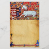 UNICORN MONOGRAM BROWN FLORAL PARCHCHMENT BRIEFPAPIER (Voorkant)