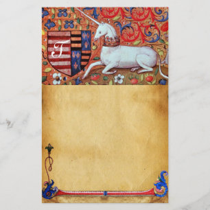 UNICORN MONOGRAM BROWN FLORAL PARCHCHMENT BRIEFPAPIER