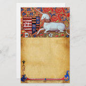 UNICORN MONOGRAM BROWN FLORAL PARCHCHMENT BRIEFPAPIER (Voorkant / Achterkant)