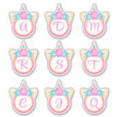Unicorn Monogram Initiaal Sticker Pack (Voorkant)