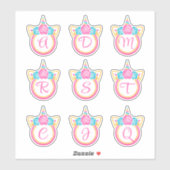 Unicorn Monogram Initiaal Sticker Pack (Vel)