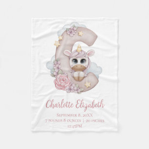 Unicorn Monogram Letter C Roze Baby Girl Gift Fleece Deken