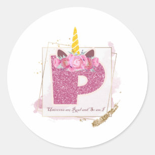 Unicorn Monogram P Aangepaste Stickers