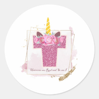 Unicorn Monogram T Aangepaste Stickers