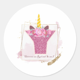 Unicorn Monogram Y Aangepaste Stickers