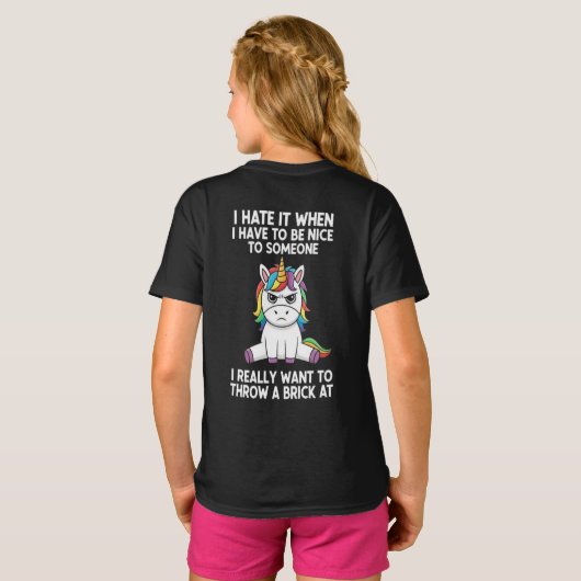 Unicorn Mood: Forced Niceness T-shirt (Achterkant volledig)