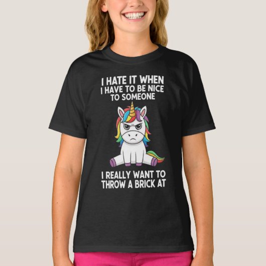 Unicorn Mood: Forced Niceness T-shirt (Voorkant)