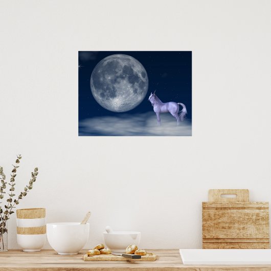 Unicorn Moon Magic Wall Art Poster Afdrukken (Keuken)
