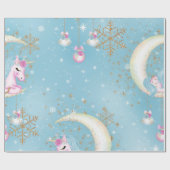 Unicorn Moon met kerstcadeaus Cadeaupapier (Vlak)