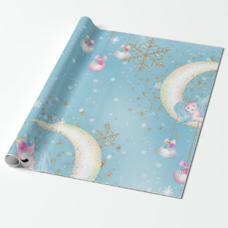 Unicorn Moon met kerstcadeaus Cadeaupapier