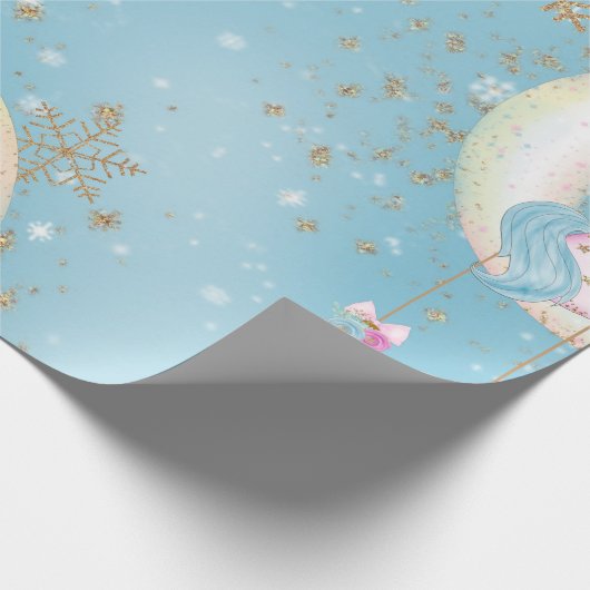 Unicorn Moon met kerstcadeaus Cadeaupapier (Hoek)