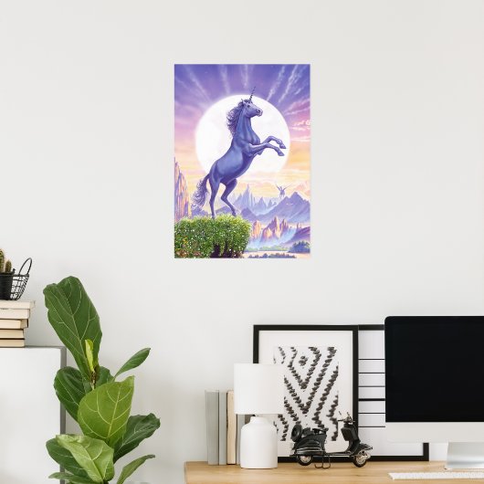Unicorn Moon Poster (Thuiskantoor)
