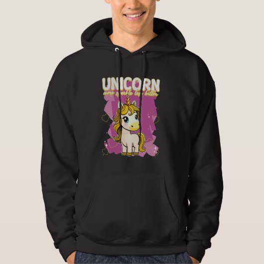 Unicorn More Sparkle Less Bitter Unicorn Hoodie (Voorkant)