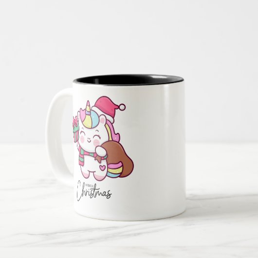 Unicorn mug design for Christmas  Tweekleurige Koffiemok (Voorkant links)